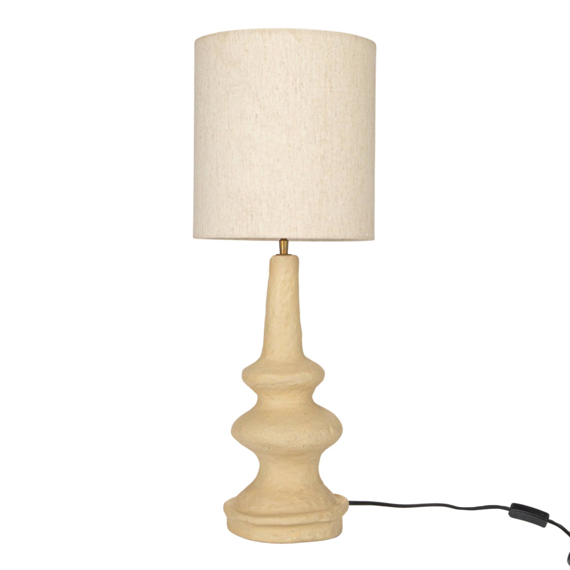 Hello Honey® 28" Natural Handmade Paper Mache Table Lamp with Cotton Shade